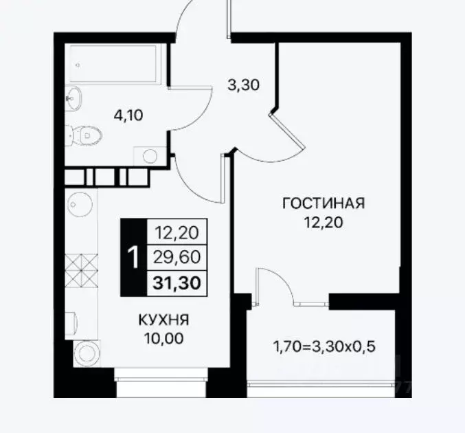 1-к кв. Ростовская область, Ростов-на-Дону ул. Берберовская, 9с2 (31.3 ... - Фото 0