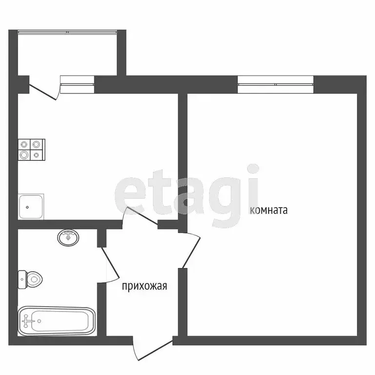 1-комнатная квартира: Тобольск, 9-й микрорайон, 3А (28 м) - Фото 0