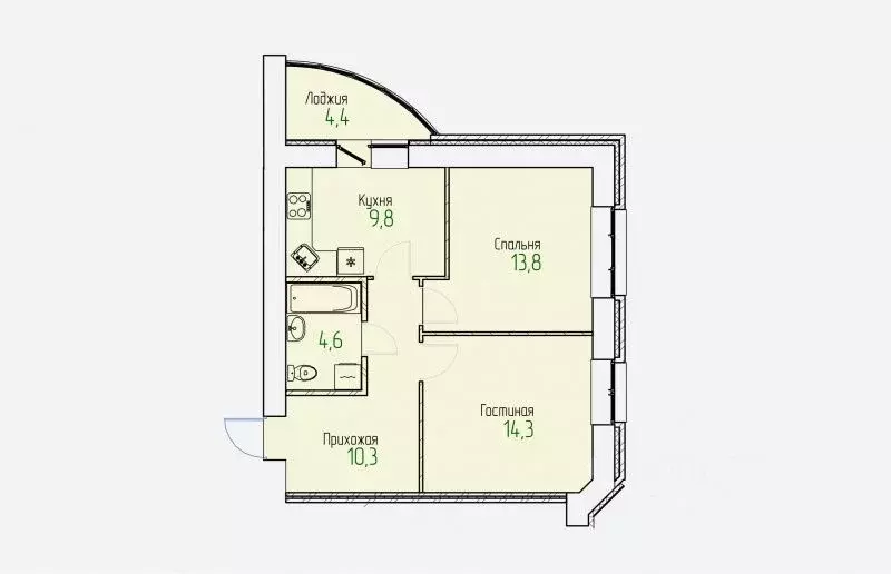 2-к кв. Кировская область, Киров Полевая ул., 11 (55.0 м) - Фото 1