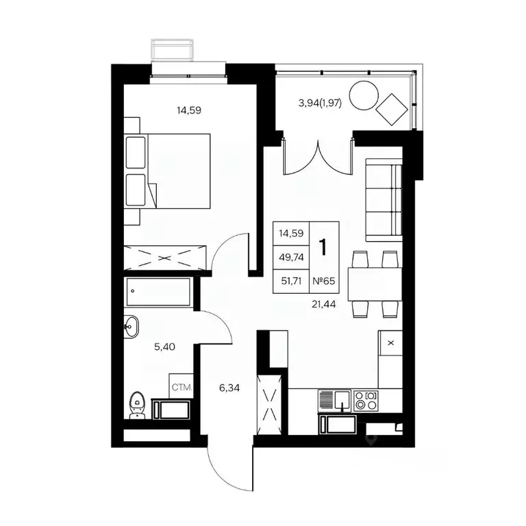 1-к кв. Калужская область, Обнинск Заовражье жилрайон, Новый город ... - Фото 1