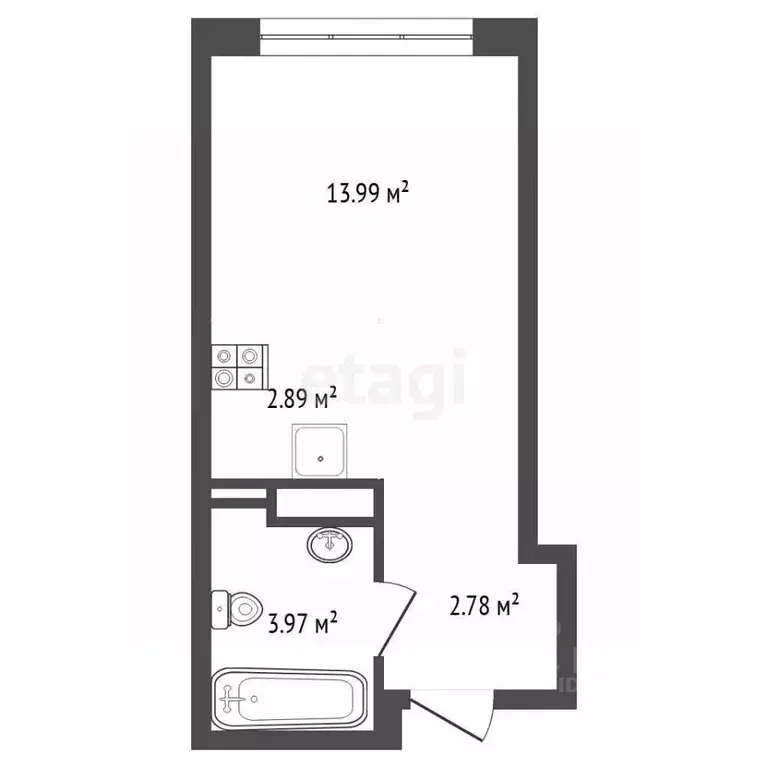 Студия Тюменская область, Тюмень ул. Селекционная, 4 (24.0 м) - Фото 2