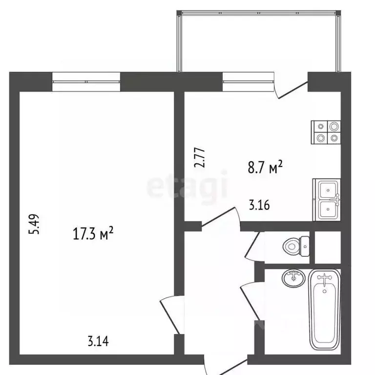 1-к кв. Белгородская область, Белгород ул. Некрасова, 6а (33.7 м) - Фото 1