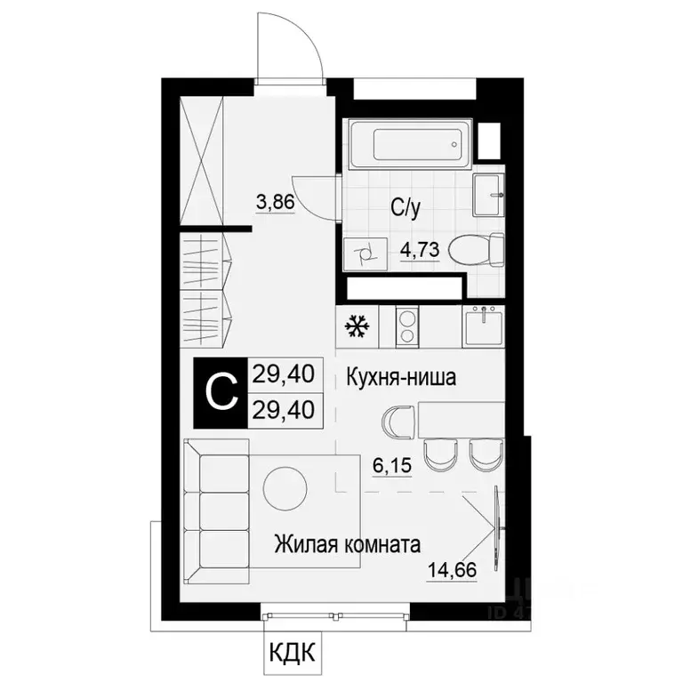 Студия Самарская область, Самара  (29.4 м) - Фото 0