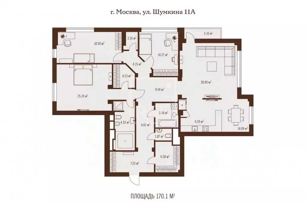 4-к кв. Москва ул. Шумкина, 11А (170.1 м) - Фото 2