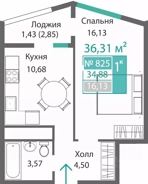 1-к кв. Крым, Симферополь Крымская роза мкр,  (36.31 м) - Фото 0