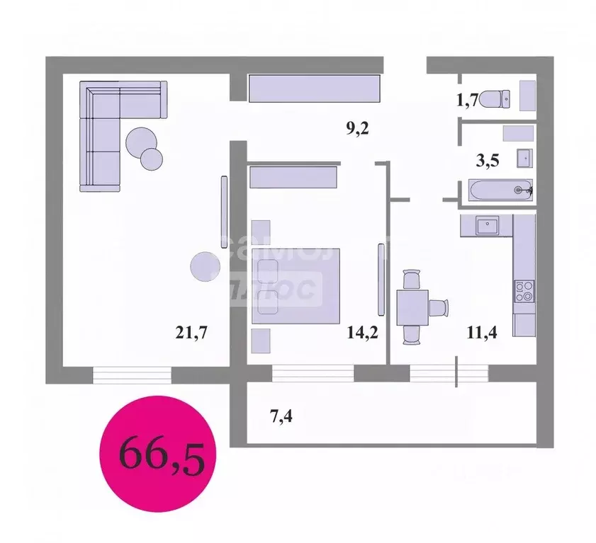 2-к кв. Амурская область, Благовещенск Игнатьевское ш., 10/2 (66.5 м) - Фото 2