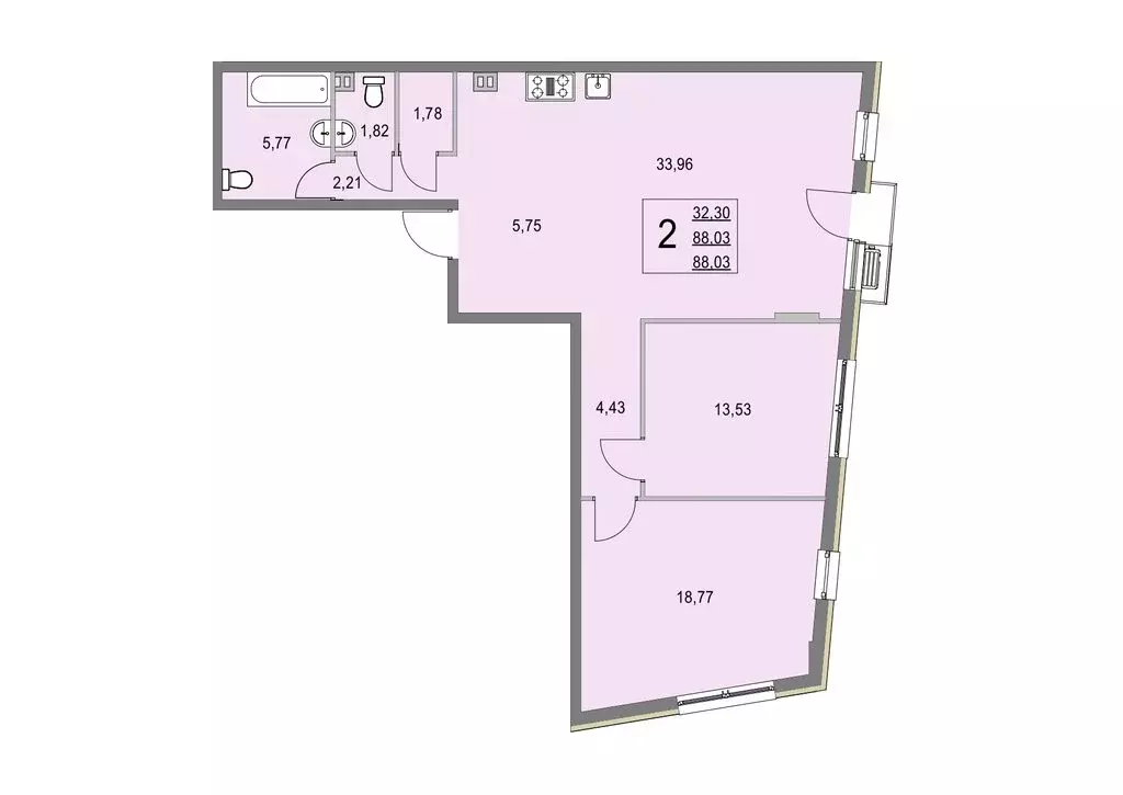 2-комнатная квартира: деревня Крюково, 6 (89 м) - Фото 0