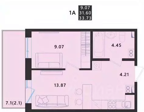 1-к кв. Псковская область, Псковский район, Завеличенская волость, д. ... - Фото 1