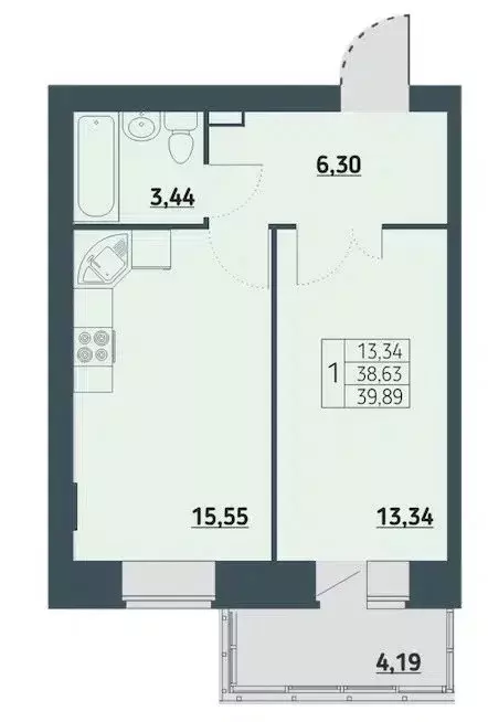 Продаётся 1-к квартира, 38.6 м - Фото 0