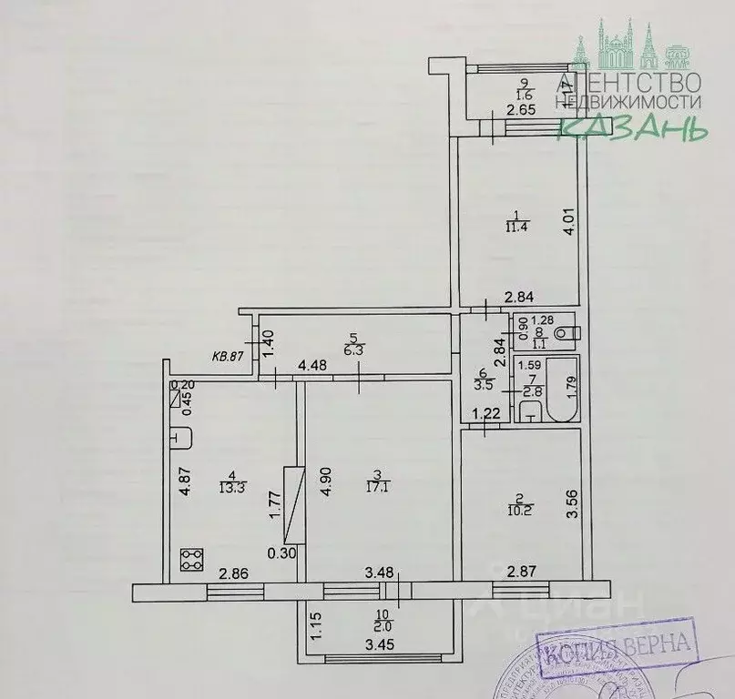 3-к кв. Татарстан, Зеленодольский район, Осиновское с/пос, с. Осиново ... - Фото 2