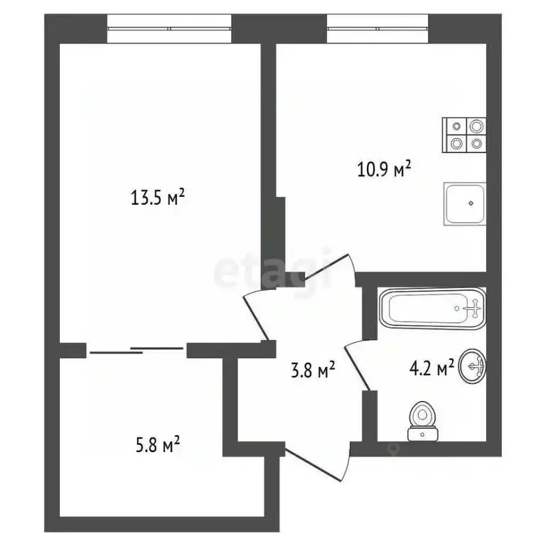 1-к кв. Тюменская область, Тюмень Новгородская ул., 22 (38.2 м) - Фото 2