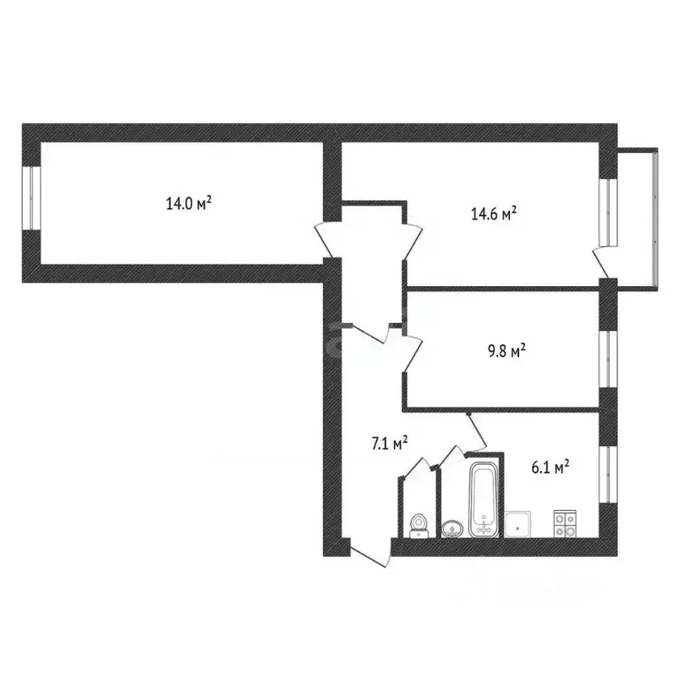 3-к кв. Калужская область, Белоусово г. Жуковский муниципальный округ, ... - Фото 2