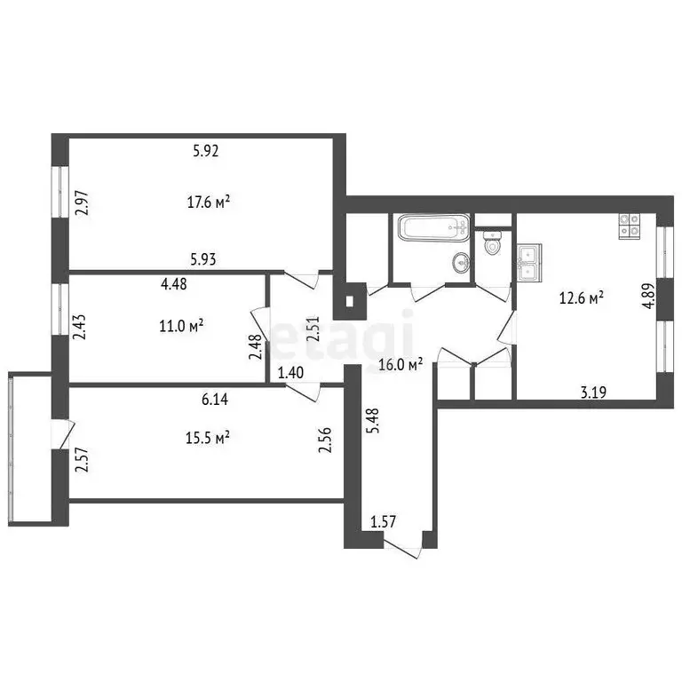 3-комнатная квартира: Санкт-Петербург, Лиговский проспект, 130 (79 м) - Фото 1