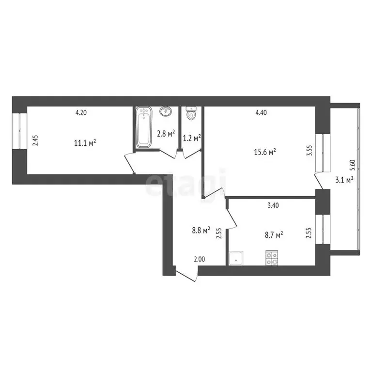 2-комнатная квартира: Армизонское, Спортивная улица, 3 (48.2 м) - Фото 0