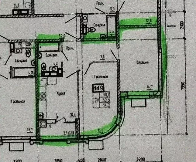 2-к кв. Ростовская область, Ростов-на-Дону Левобережная ул., 19 (52.6 ... - Фото 2
