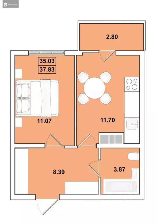 1-к кв. Иркутская область, Иркутск Ново-Ленино мкр,  (37.83 м) - Фото 1