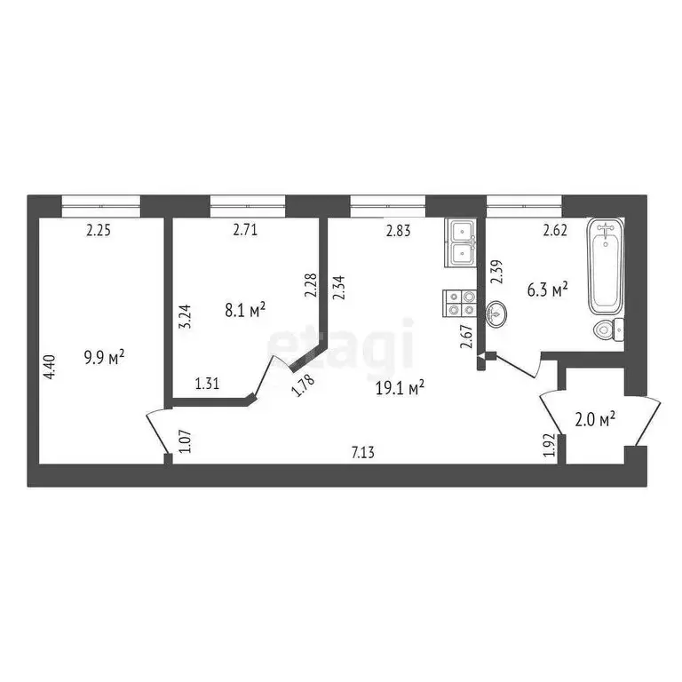 2-комнатная квартира: Калуга, микрорайон Анненки, улица Вишневского, ... - Фото 1