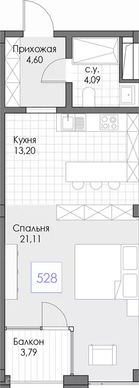Продаётся 1-к квартира, 46.79 м - Фото 0