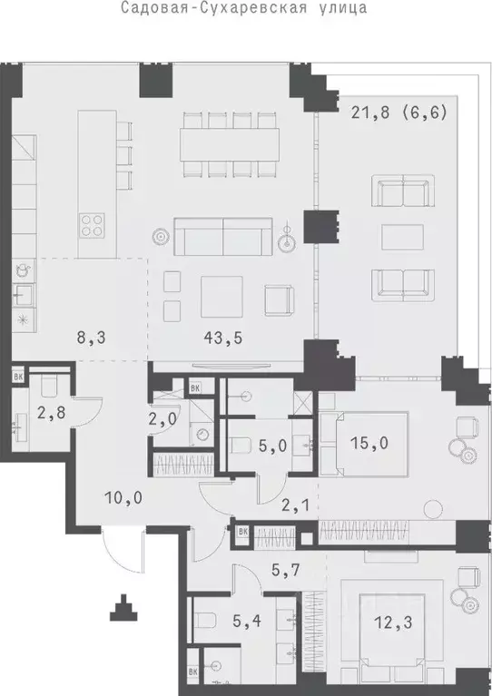 2-к кв. Москва Садовая-Сухаревская ул., 14 (118.35 м) - Фото 0