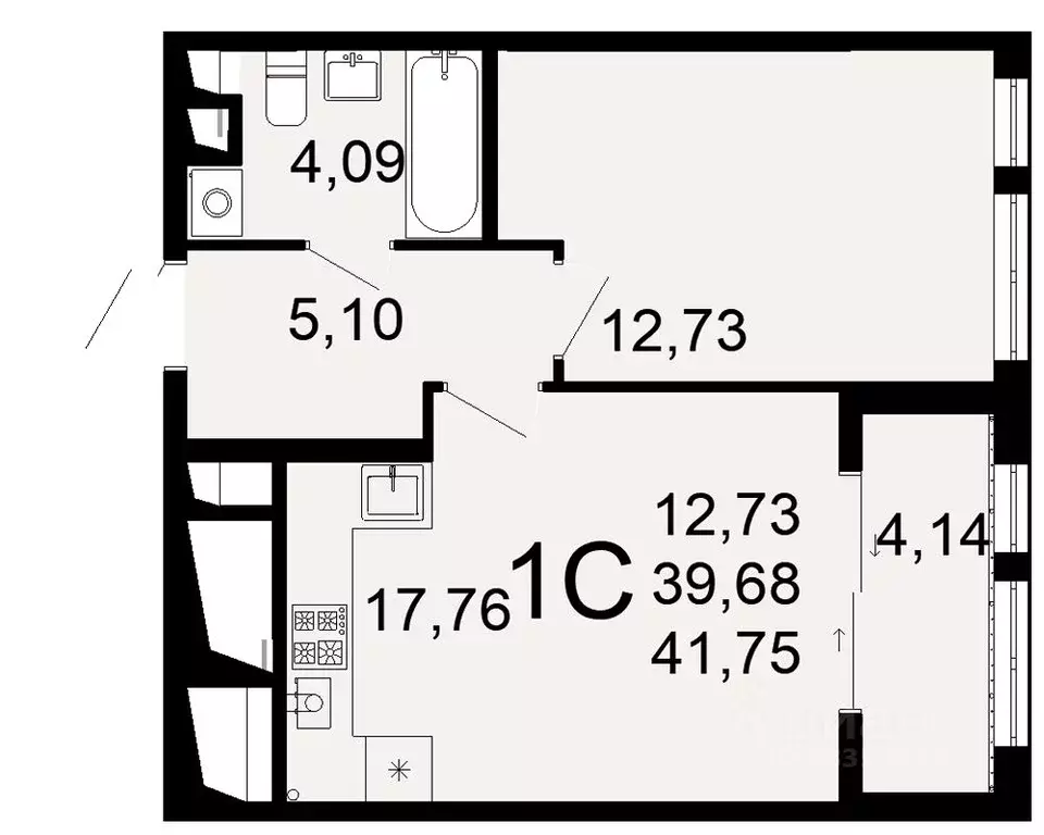 1-к кв. Рязанская область, Рязань Льговская ул., 8 (39.68 м) - Фото 1