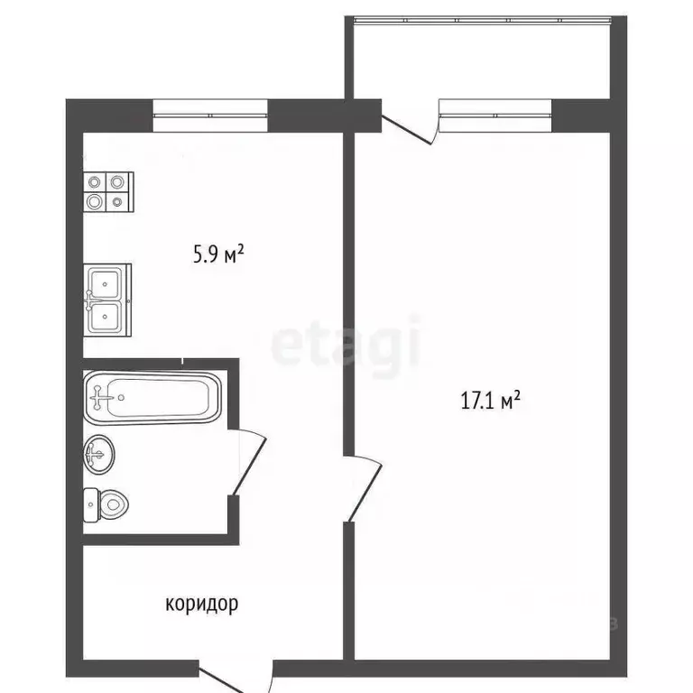 1-к кв. Чувашия, Чебоксары просп. Мира, 28 (29.8 м) - Фото 1