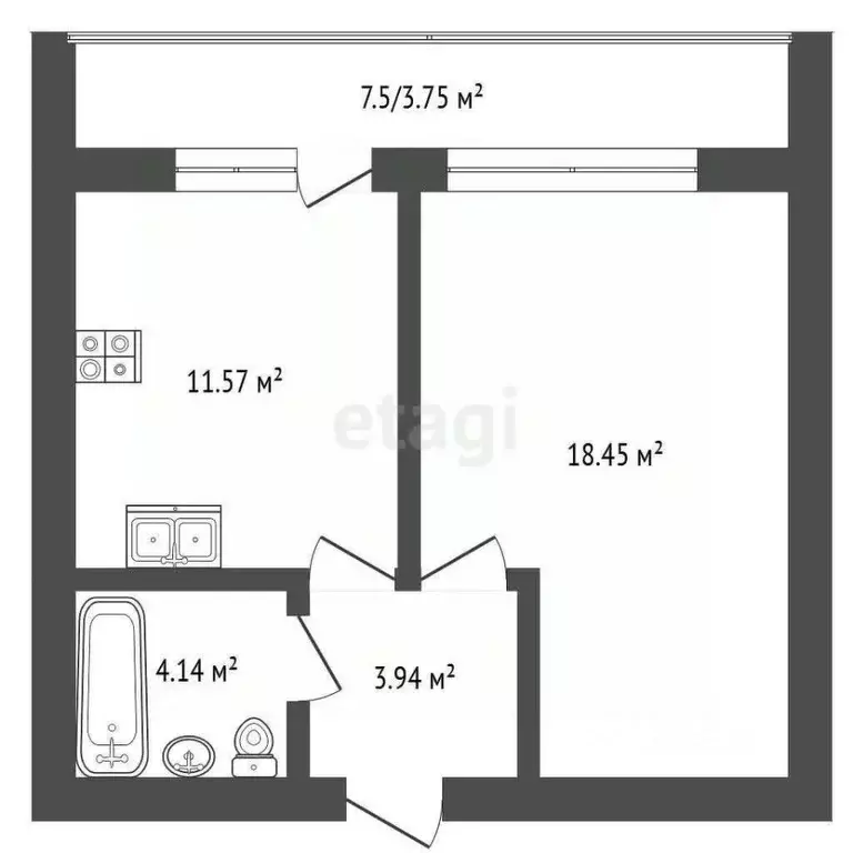 1-к кв. Вологодская область, Великий Устюг ул. Сахарова, 37 (41.85 м) - Фото 2