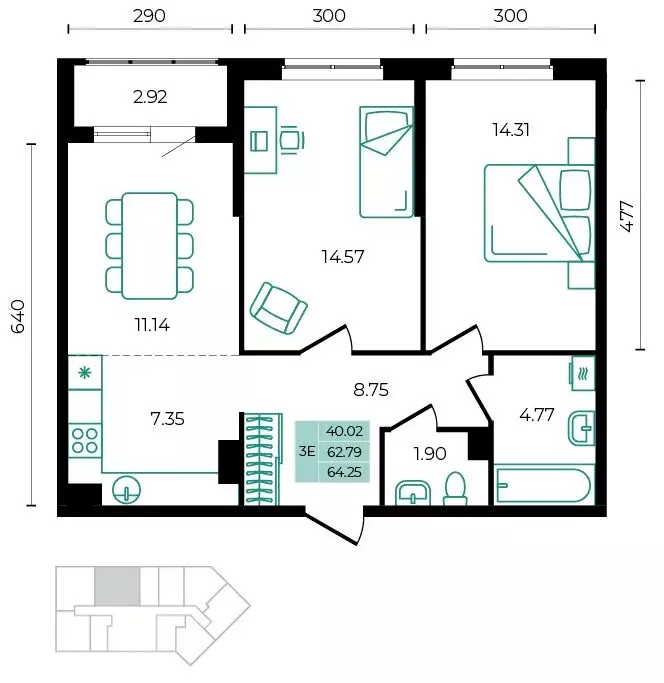 3-к кв. Адыгея, Майкопский район, пос. Тульский ул. Заречная (64.25 м) - Фото 1