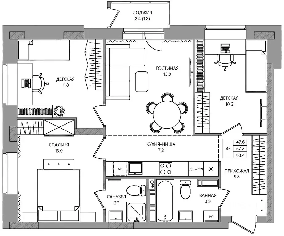 4-к кв. Пермский край, Пермь ул. 3-я Нейвинская, 5 (68.4 м) - Фото 1