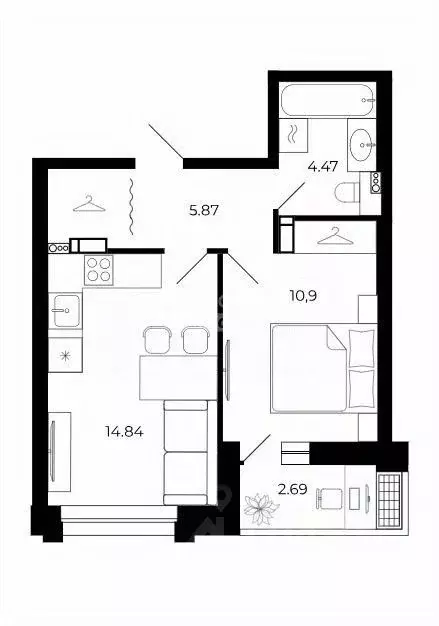 1-к кв. Липецкая область, Липецк ул. Е.И. Замятина, 1 (38.78 м) - Фото 1