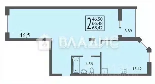 2-к кв. Владимирская область, Владимир ул. Мира, 5В (68.5 м) - Фото 1