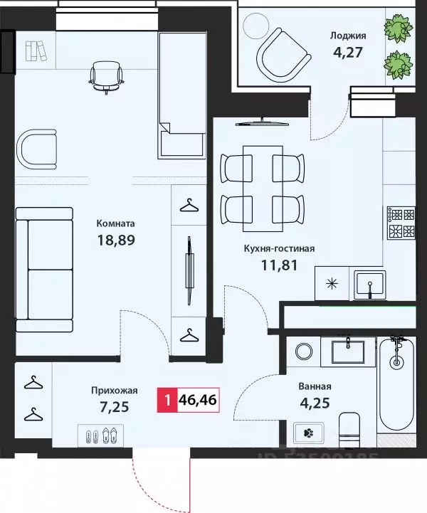 1-к кв. Тверская область, Тверь Оснабрюкская ул., 22к1 (46.46 м) - Фото 1
