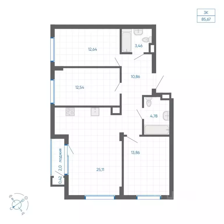 3-к кв. Челябинская область, Челябинский городской округ, пос. ... - Фото 1