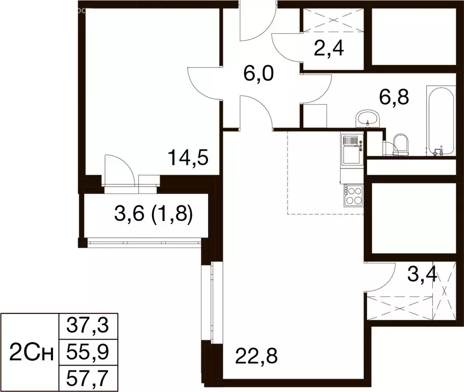 2-комнатная квартира: Балашиха, микрорайон Гагарина, Проектная улица, ... - Фото 1