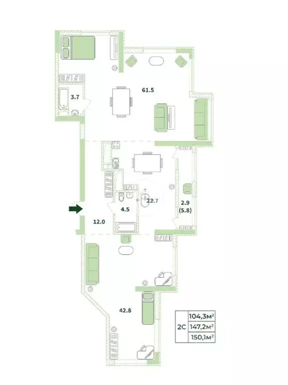 Свободной планировки кв. Крым, Симферополь ул. Крымской Весны, 15 ... - Фото 1