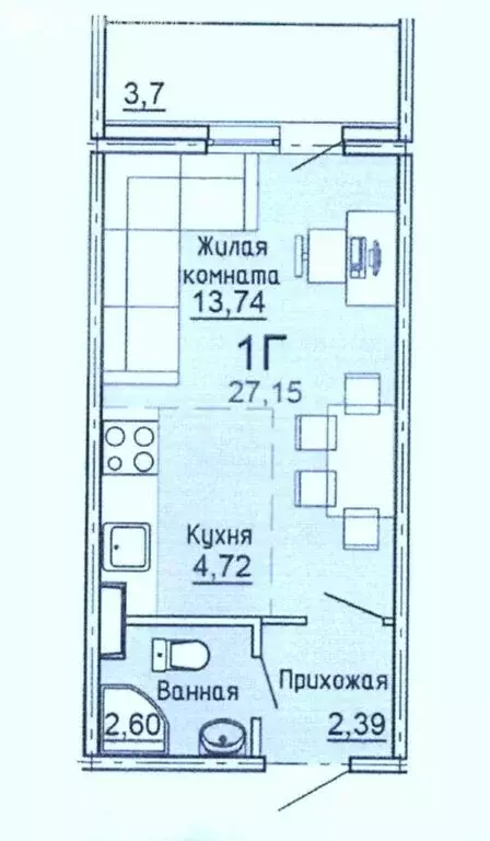 Квартира-студия: посёлок городского типа Голубое, Парковый бульвар, ... - Фото 2