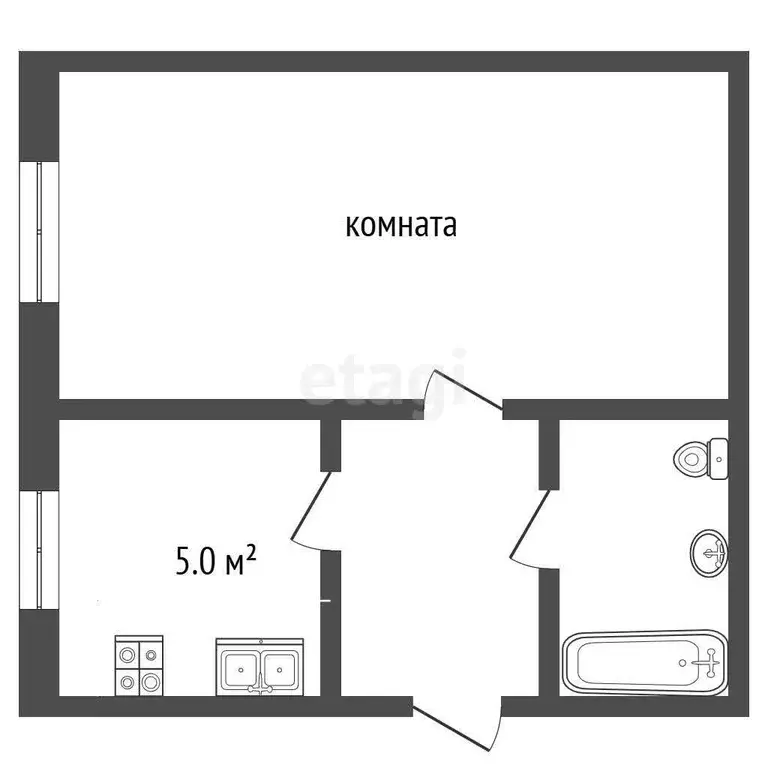 Квартира, 1 комната, 29.8 м - Фото 1
