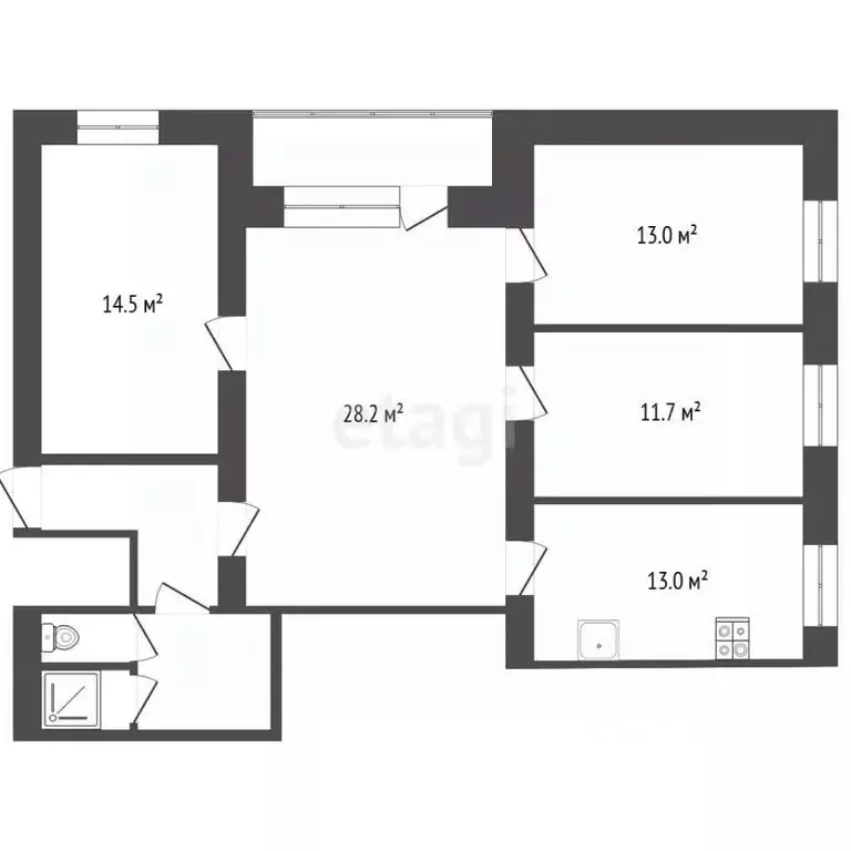 4-к кв. Башкортостан, Стерлитамакский район, с. Наумовка Студенческая ... - Фото 2