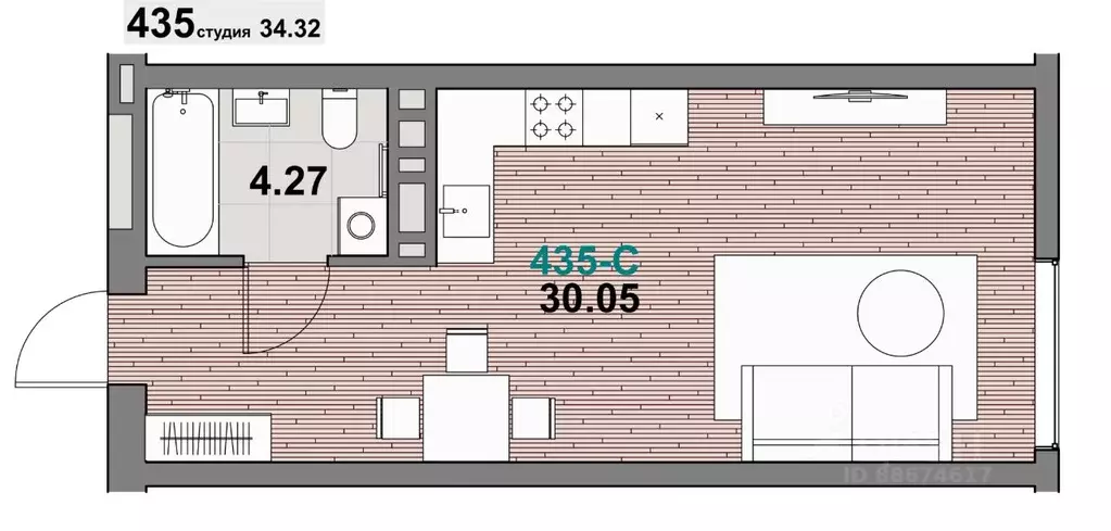 1-к кв. Калининградская область, Зеленоградск ул. Гагарина (34.32 м) - Фото 1