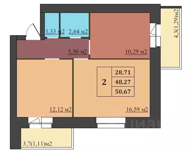 2-к кв. Ярославская область, Ярославль Северный жилрайон, 15-й мкр,  ... - Фото 1
