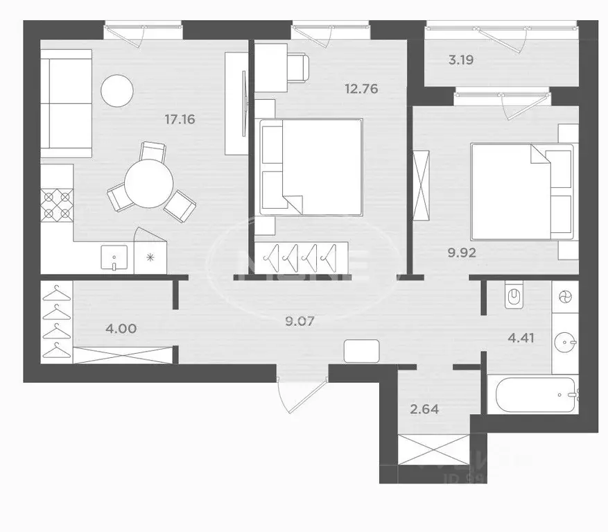 2-к кв. Калининградская область, Гурьевский муниципальный округ, пос. ... - Фото 2