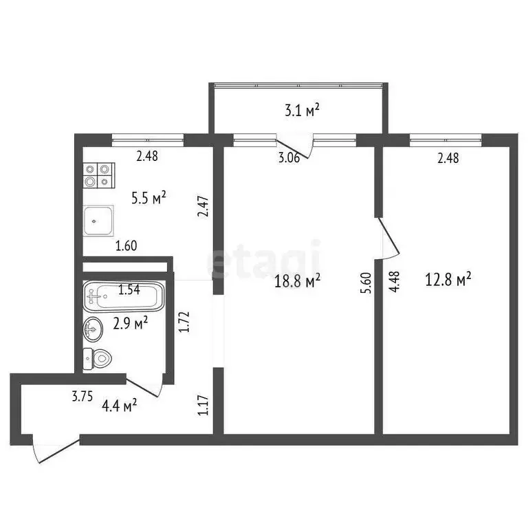 2-комнатная квартира: Самара, улица Волгина, 132 (46.3 м) - Фото 0