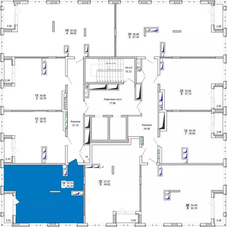 2-комнатная квартира: Кемерово, улица 1-я Линия, 24 (52.4 м) - Фото 1