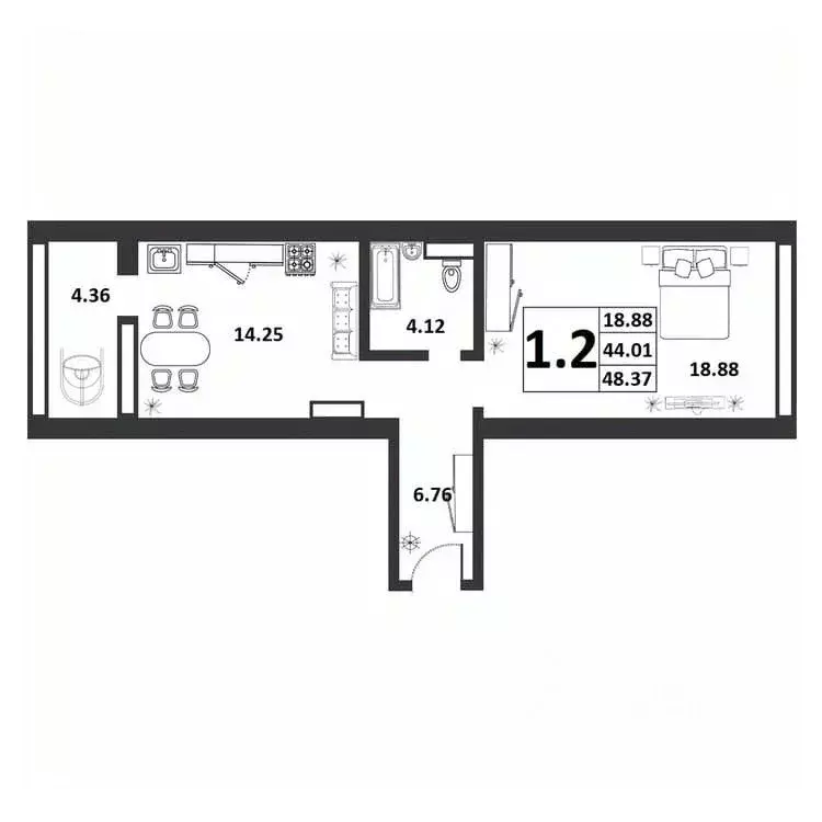 1-к кв. Новгородская область, Великий Новгород ул. Якова Павлова, 15 ... - Фото 1