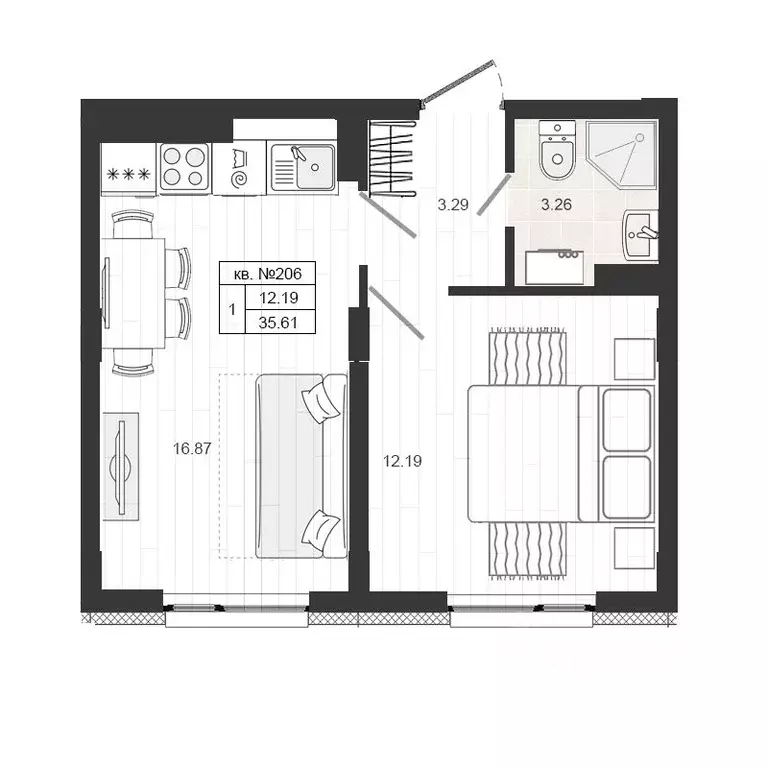 1-к кв. Ленинградская область, Гатчинский муниципальный округ, д. ... - Фото 1