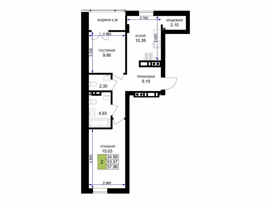 2-комнатная квартира: Гурьевск, улица Героя России Катериничева, 2к4 ... - Фото 1