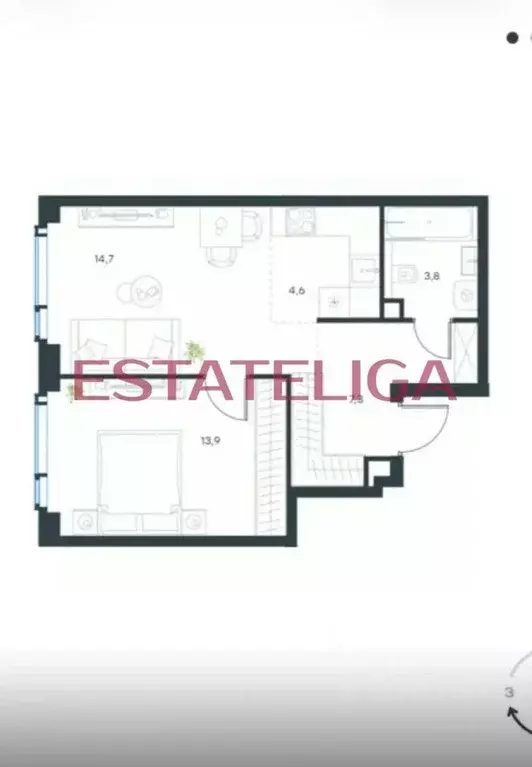 1-к кв. Москва Озерная ул., 1к1/2 (44.4 м) - Фото 2
