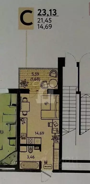 Студия Краснодарский край, Краснодар ул. Им. Александра Гикало, 11к2 ... - Фото 2