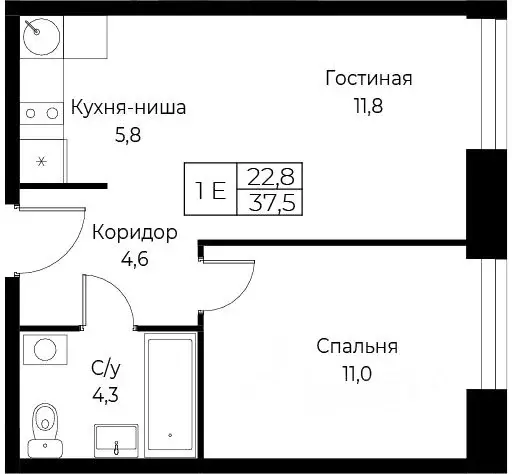 1-к кв. Москва ул. Наметкина, 10Д (37.5 м) - Фото 1