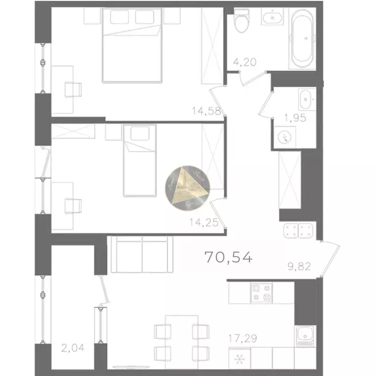 Продаётся 2-к квартира, 70.54 м - Фото 1