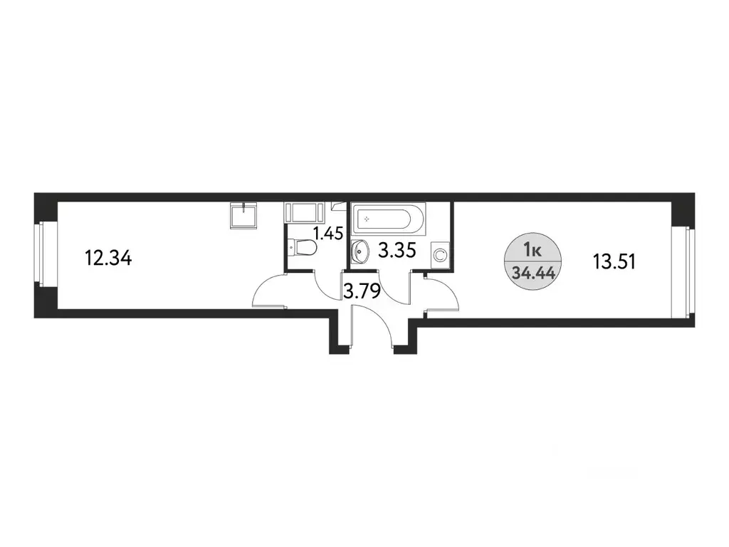 1-к кв. Московская область, Щелково Полевая ул., 4А (34.44 м) - Фото 0